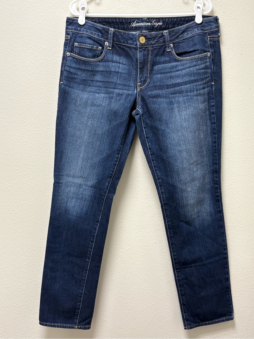 American Eagle Women’s Skinny Dark Wash Stretch Denim Jeans 5-Pocket Blue 14